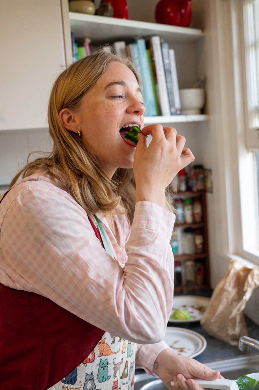beccy eating spinach